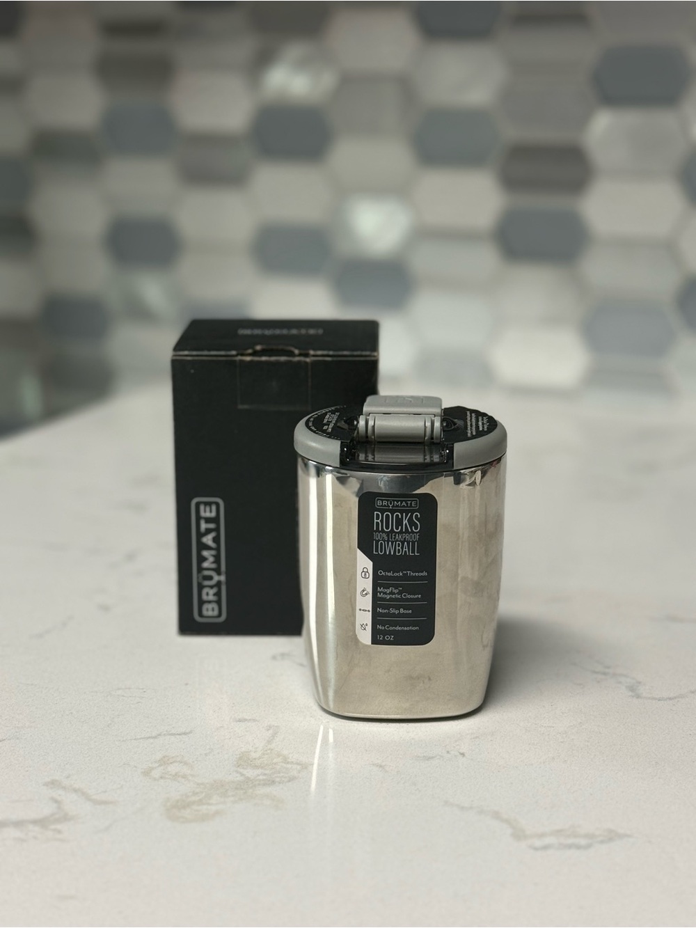 BrüMate Rocks Lowball Insulated Drink Tumbler - Silver